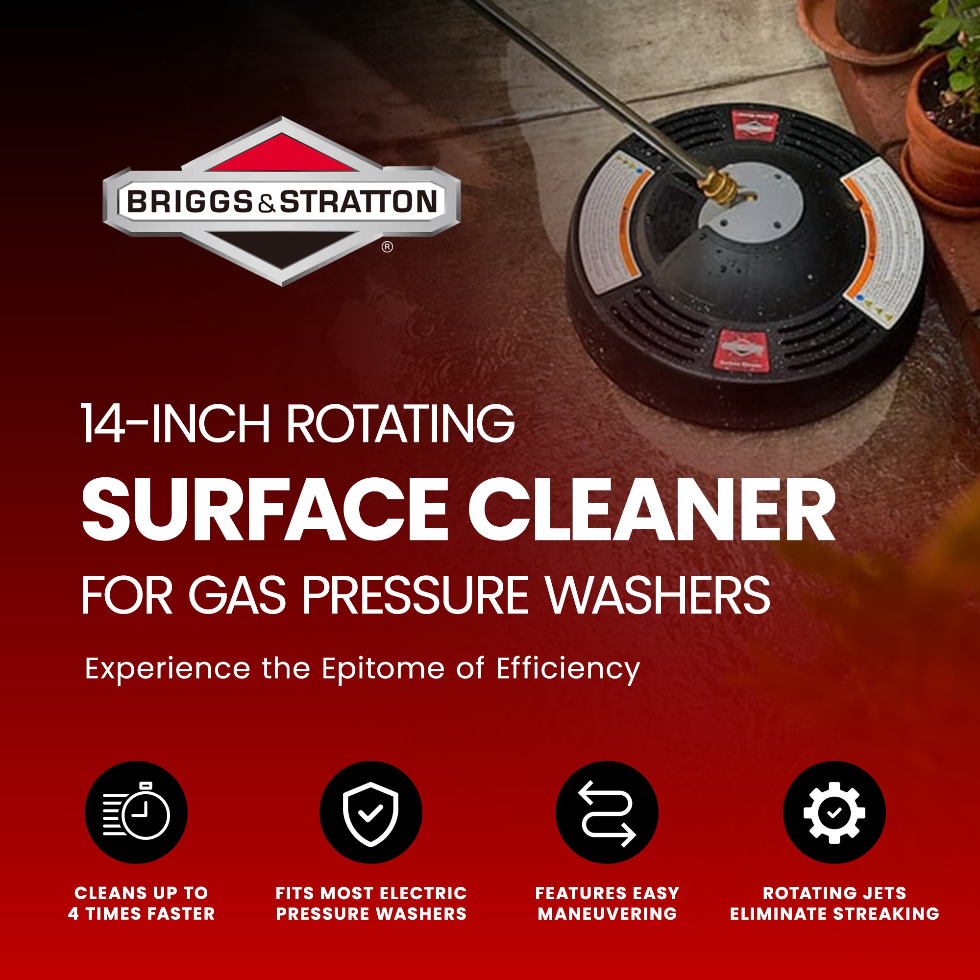 Briggs & Stratton 14 inch Rotating Surface Cleaner for Gas Pressure Washers - VMInnovations