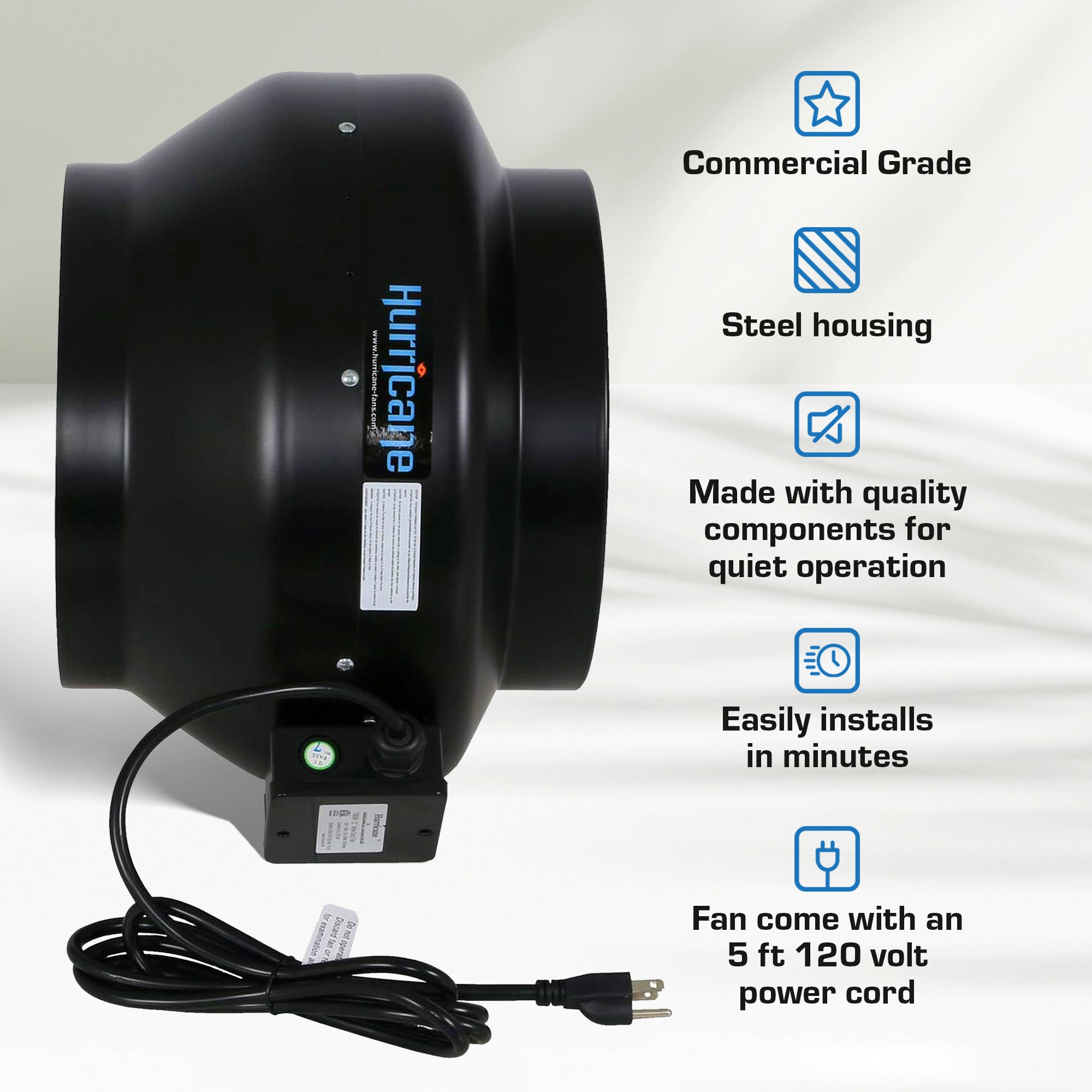 Hurricane Grade Inline Wall Mount Fan For HVAC & Ventilation Uses (Open Box) - VMInnovations