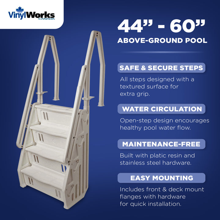 Vinyl Works Deluxe 32 Inch Adjustable Step Above Ground Pool Ladder (Open Box) - VMInnovations