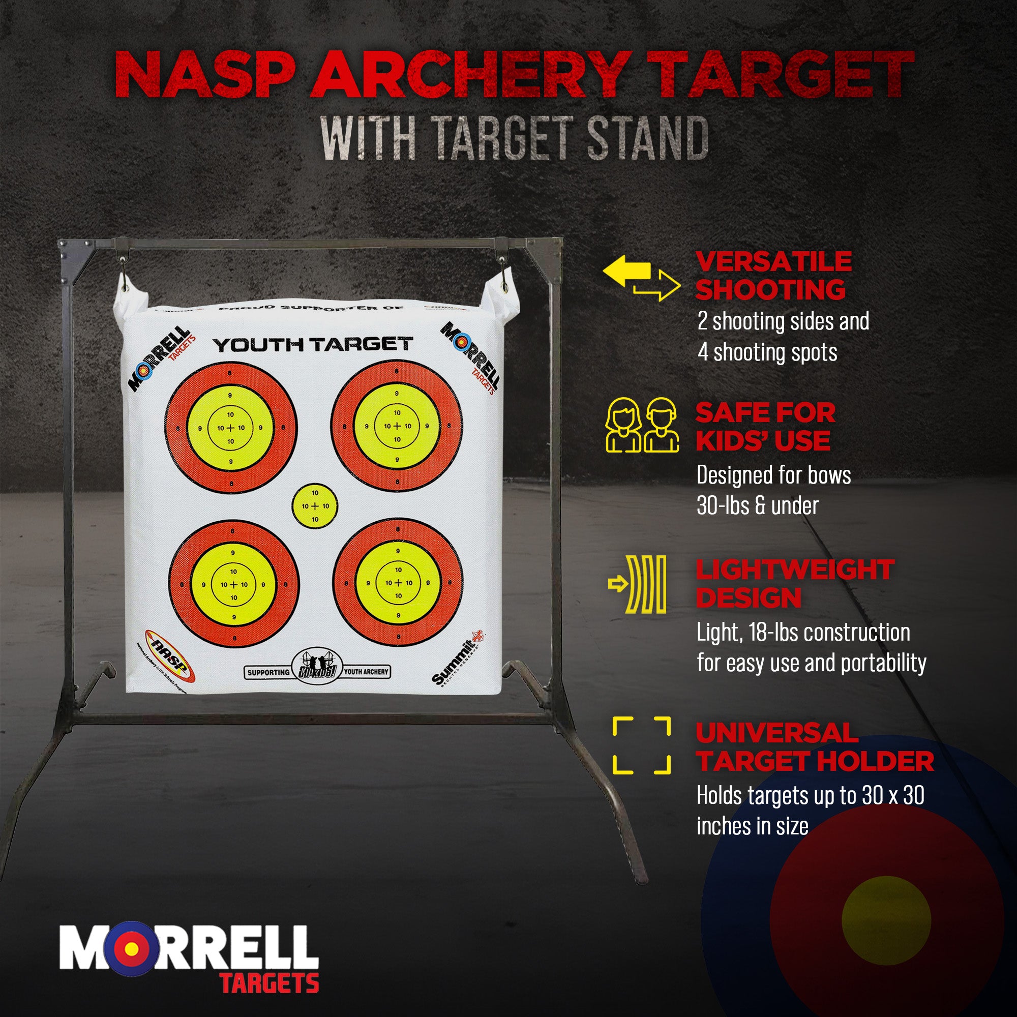 Morrell Youth Range NASP Archery Bag Target w/HME Products Practice Target Stand - VMInnovations