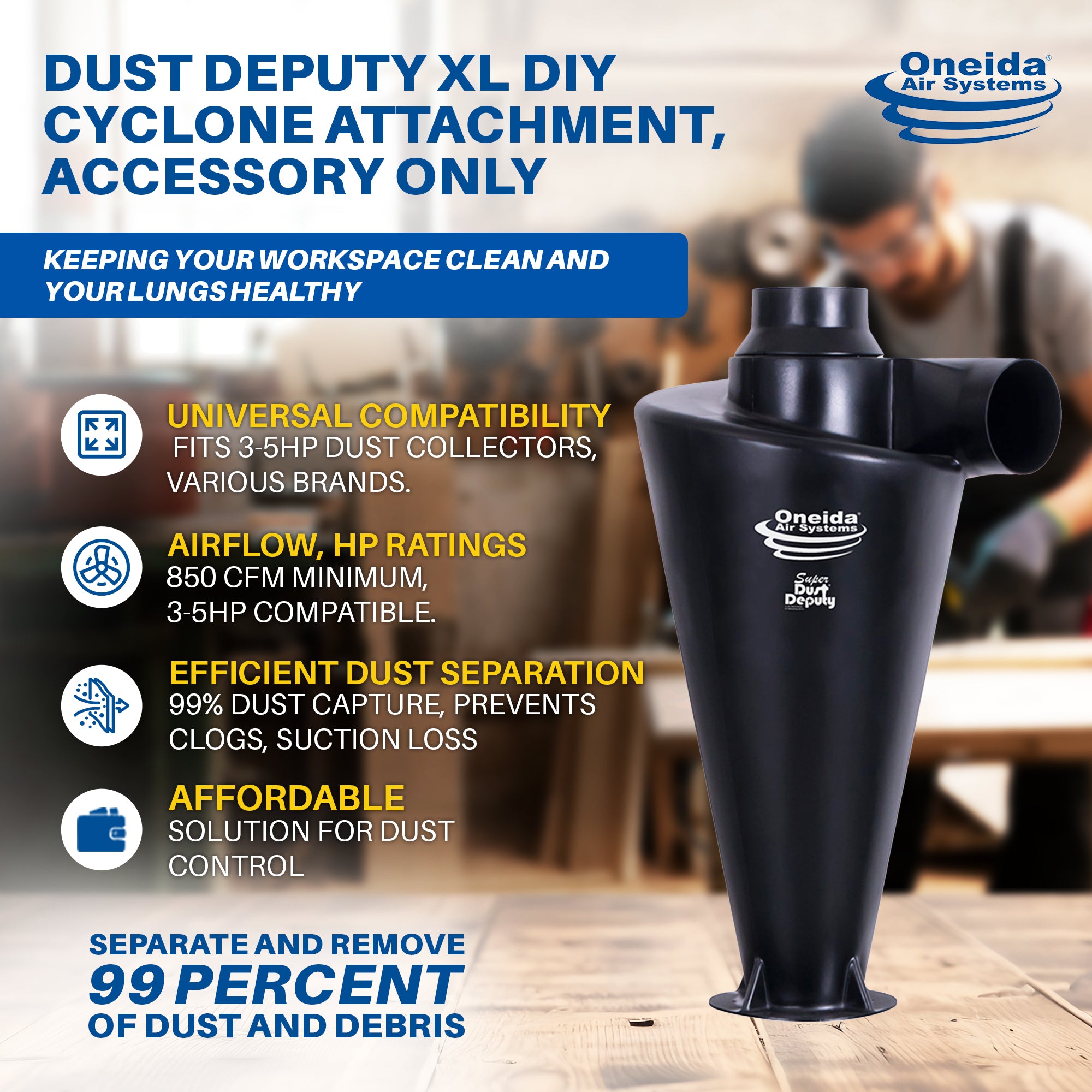 Oneida Air Systems Dust Deputy XL DIY Cyclone Attachment, Accessory Only (Used) - VMInnovations