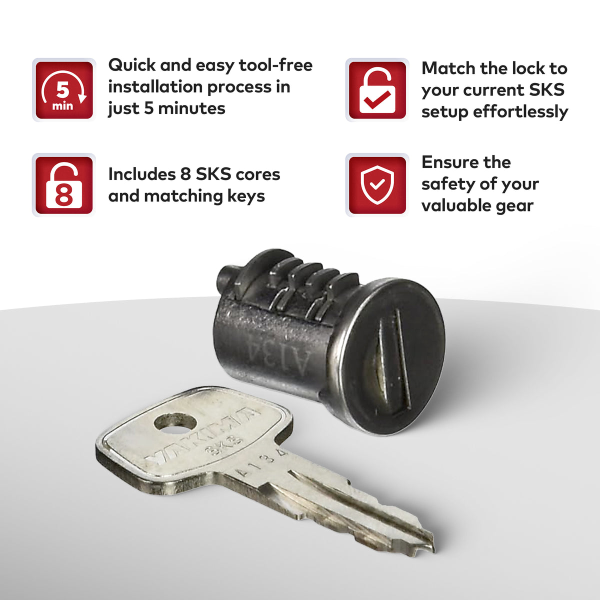 Yakima Car Rack System Component SKS Lock Cylinder Core Kit with Key (Open Box) - VMInnovations