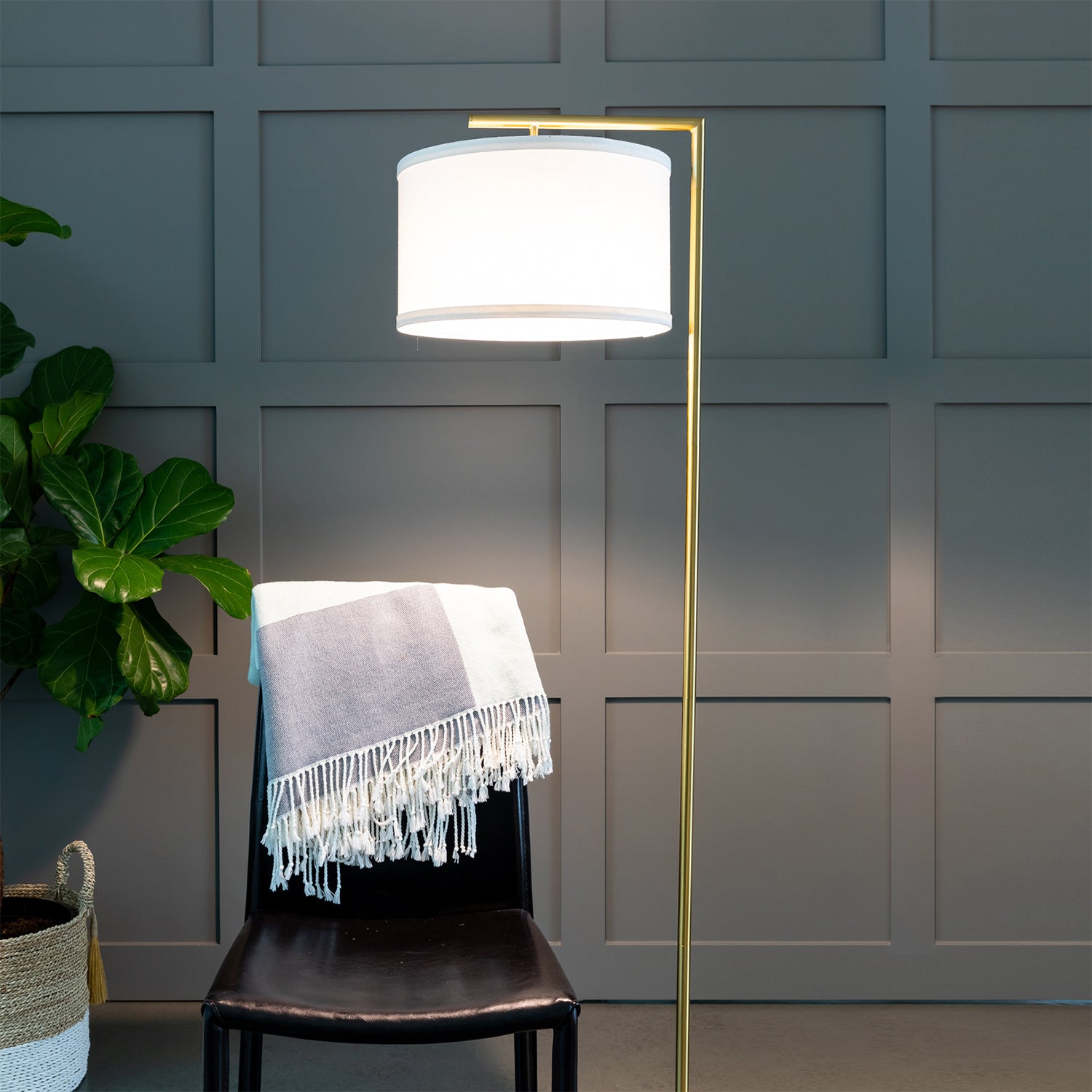 Brightech Montage Modern Floor Smart Lamp with LED Light, Antique Brass (Used)
