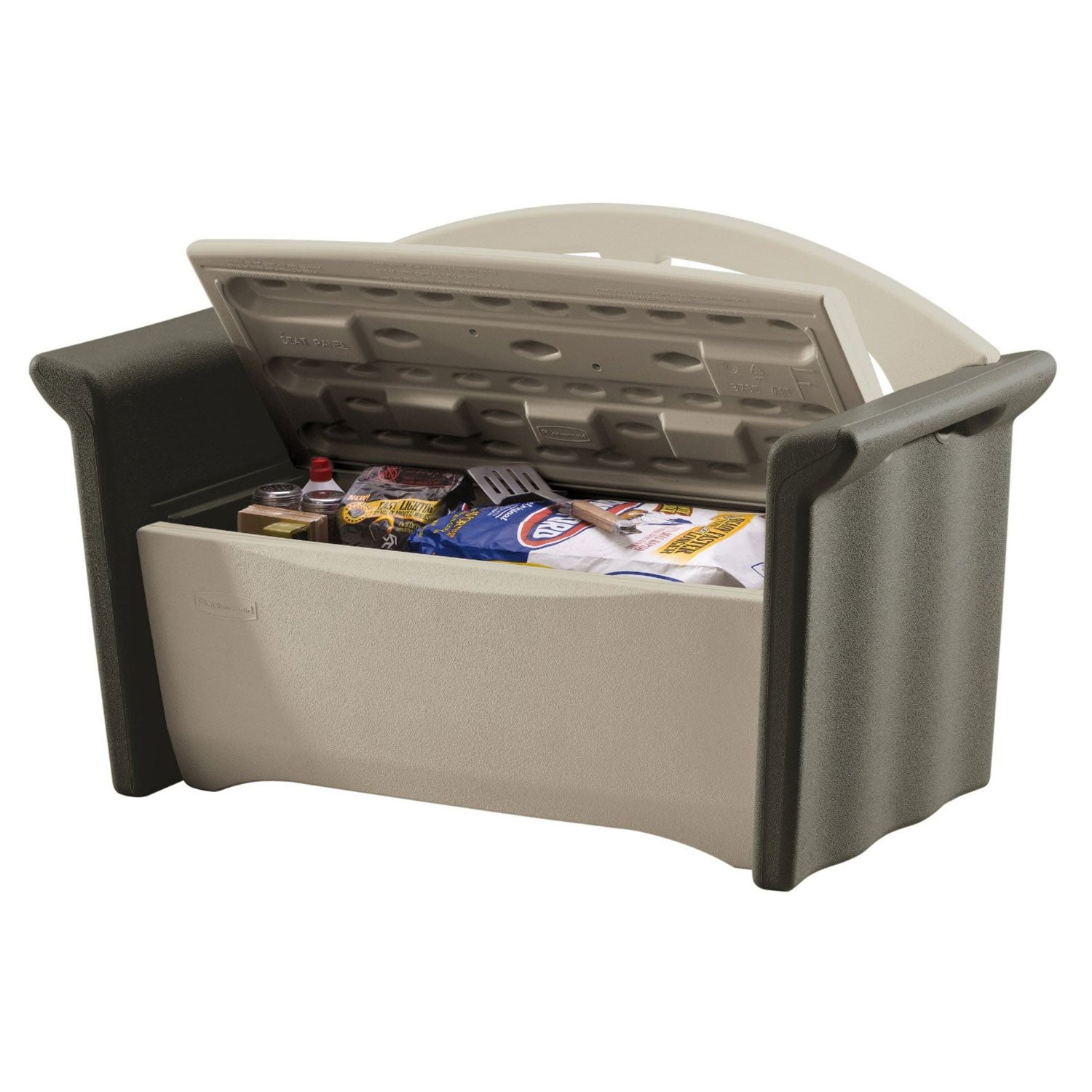Rubbermaid 3764 4 Cubic Feet Patio Storage Bench Horizontal Outdoor Deck Box