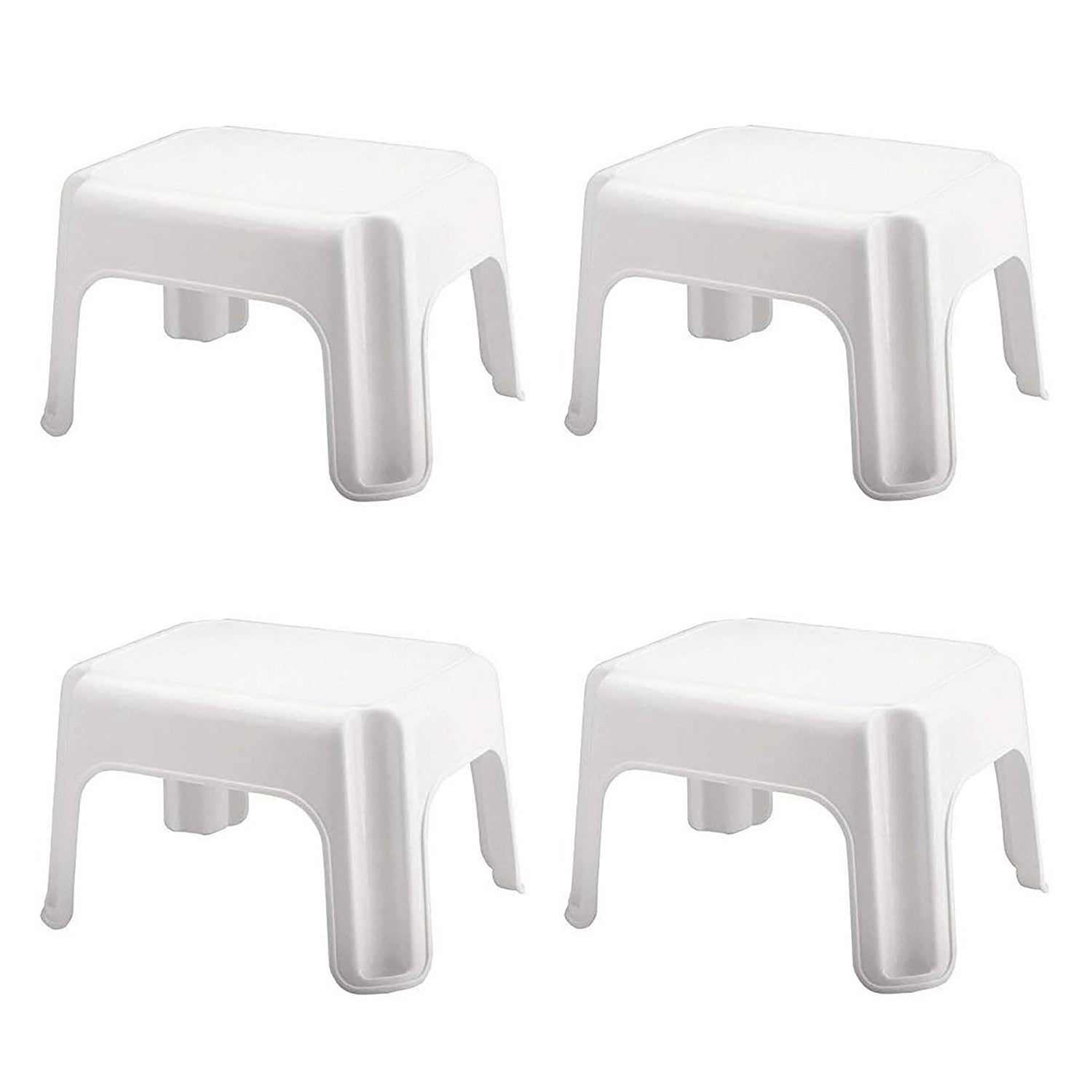 Rubbermaid Durable Plastic Step Stool w/ 300-LB Weight Capacity, White (4-Pack) - VMInnovations