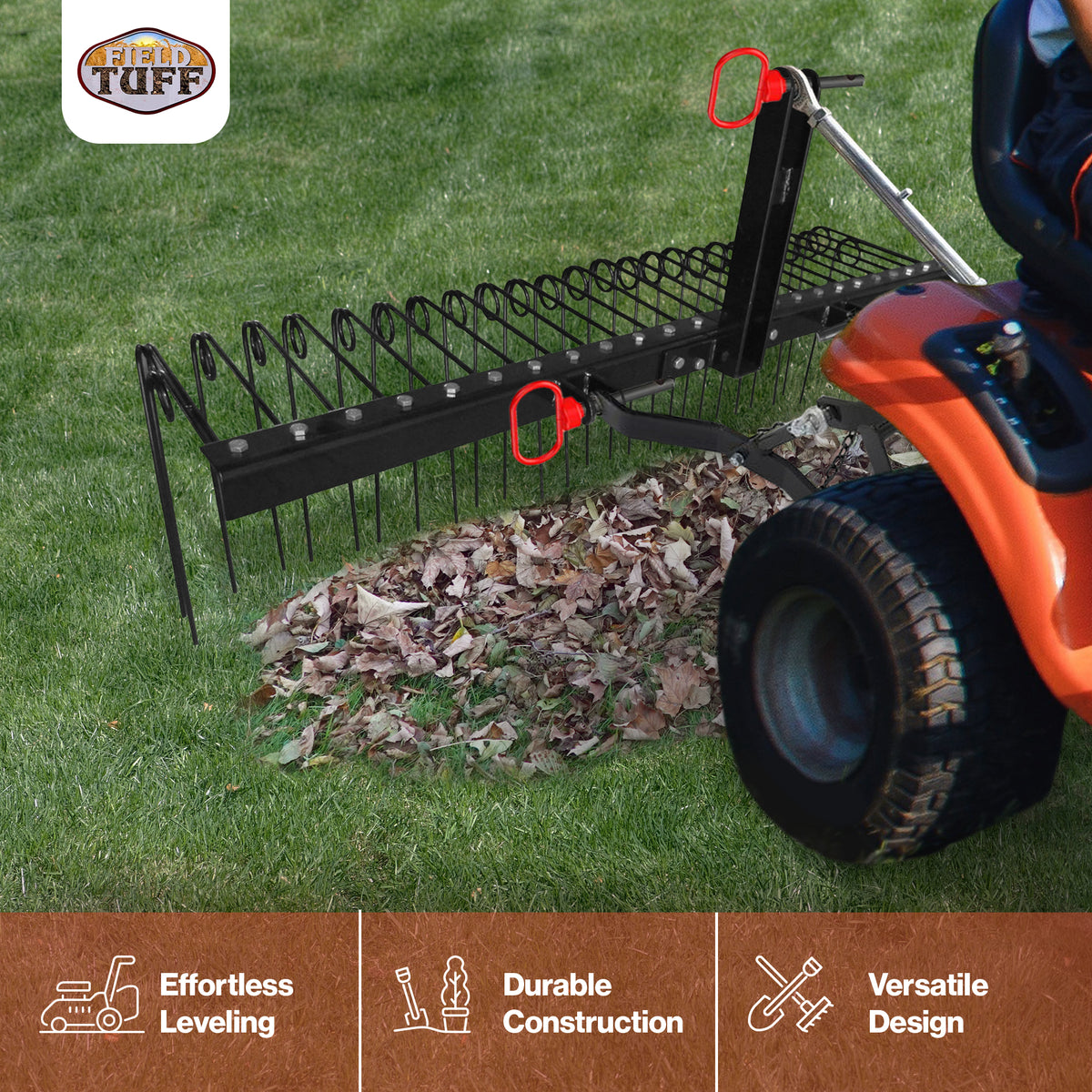 Field Tuff 60" Pine Straw Rake w/ Coil Spring Tines & 3 Point Hitch (Open Box)