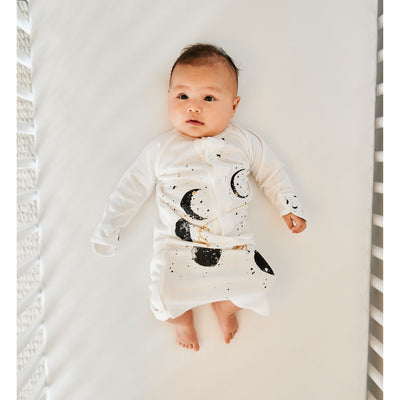 Goumikids Baby Sleeper Gown Organic Sleepsack Pajama Clothes, 0-3M Many Moons