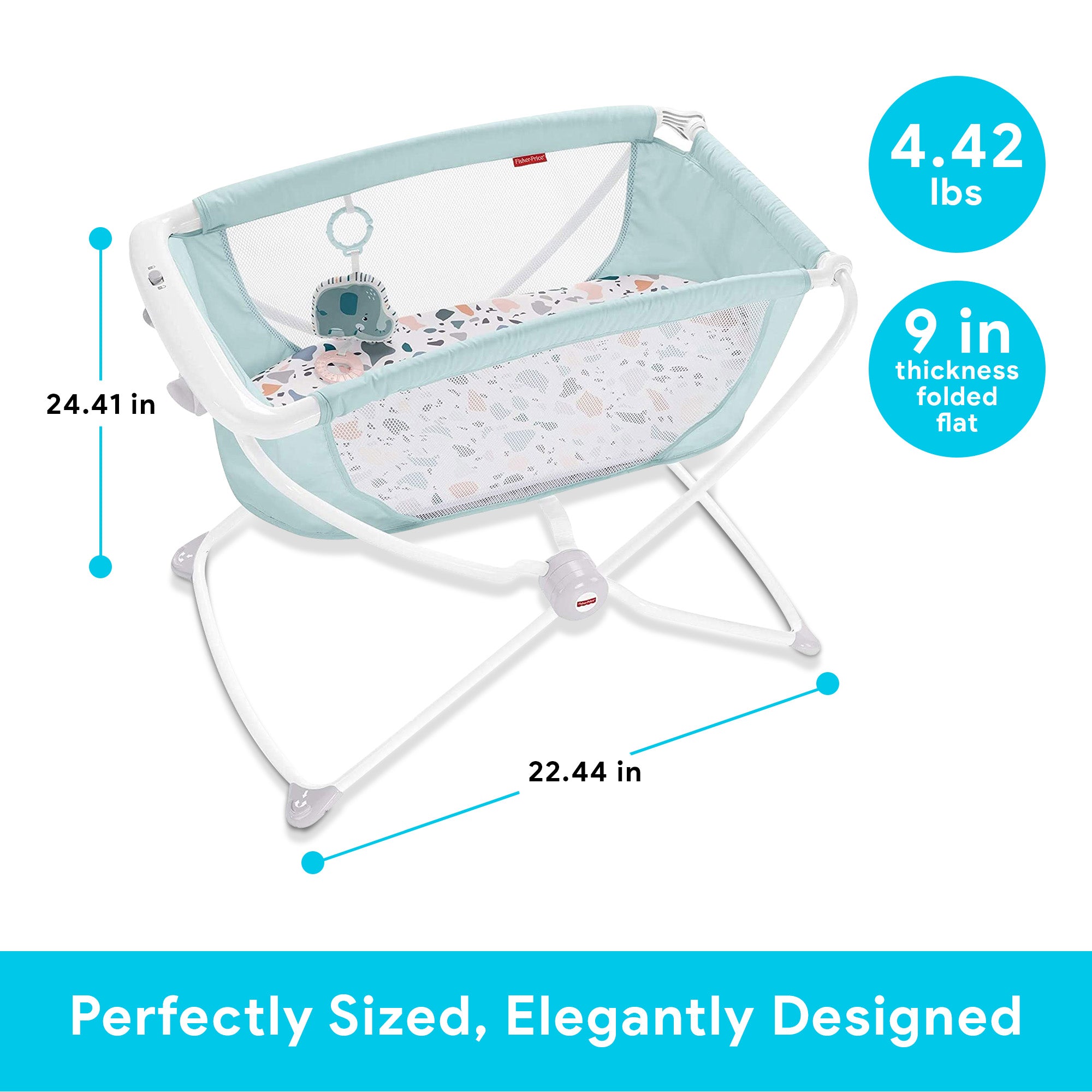 Fisher Price Rock with Me Bassinet Portable Baby Infant Crib with Play Toy, Blue - VMInnovations