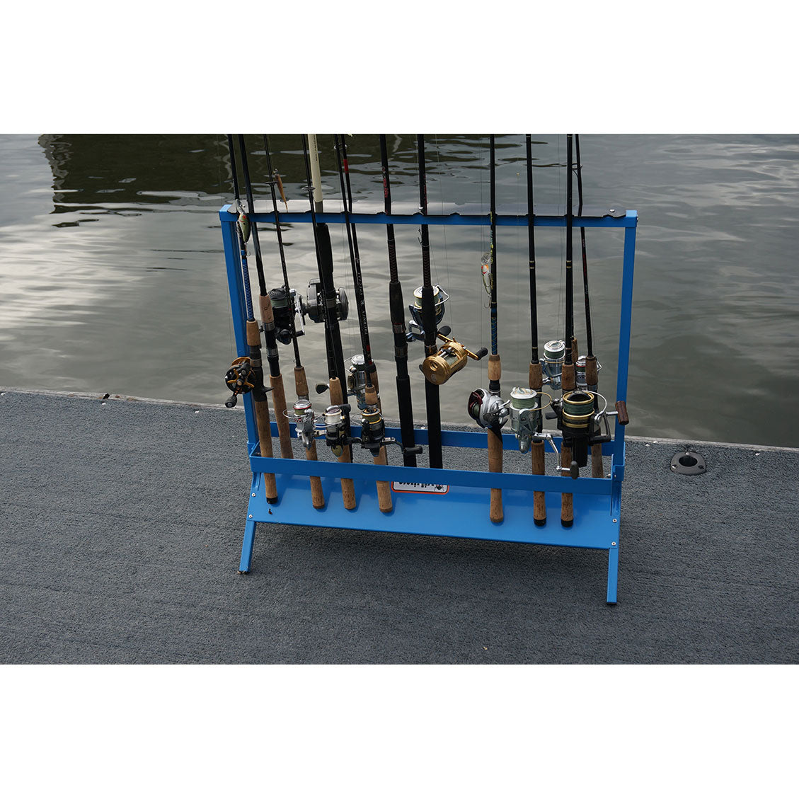Viking Solutions 22 Rod Floor or Deck Powder Coat Steel Fishing Rack (Open Box)