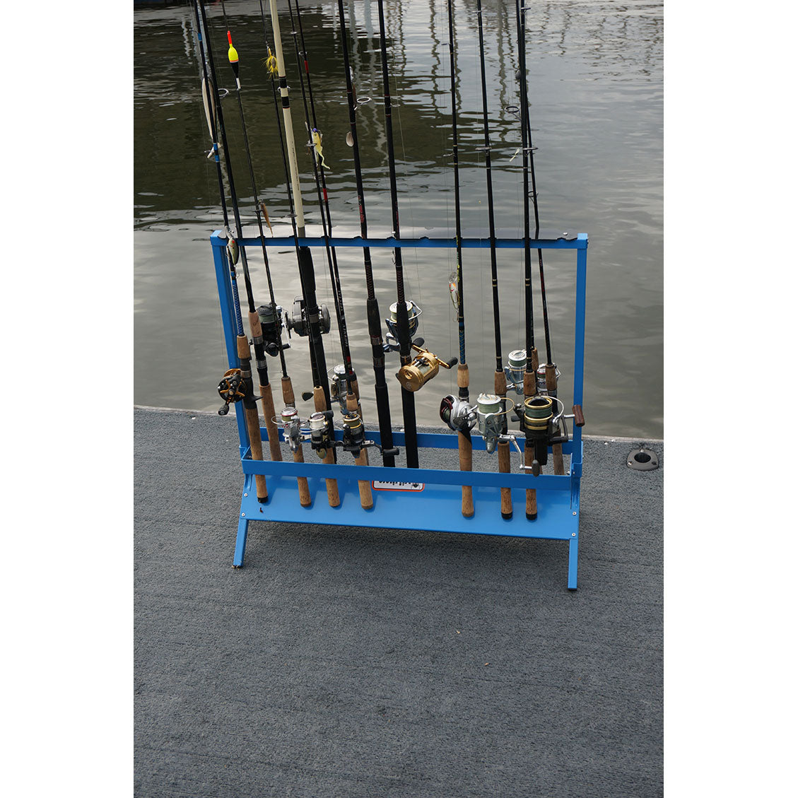 Viking Solutions 22 Rod Floor or Deck Powder Coat Steel Fishing Rack (Open Box)