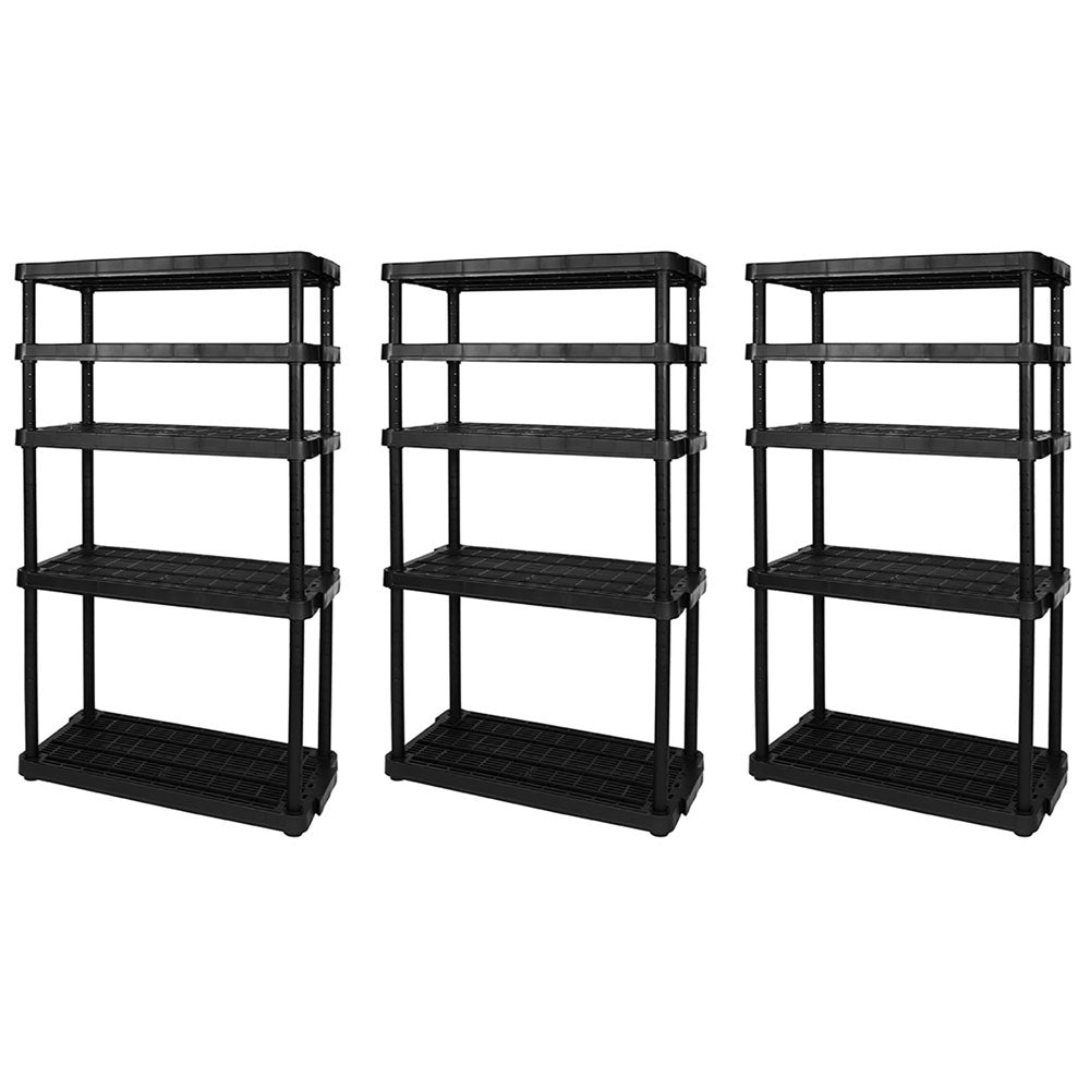 Gracious Living 5 Shelf Adjustable Ventilated Heavy Duty Unit, Black (3 Pack)