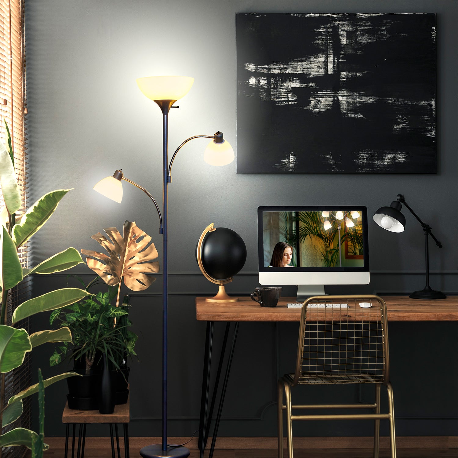 Brightech Sky Dome Double LED Torchiere 72 Inch Floor Lamp, Silver (For Parts)