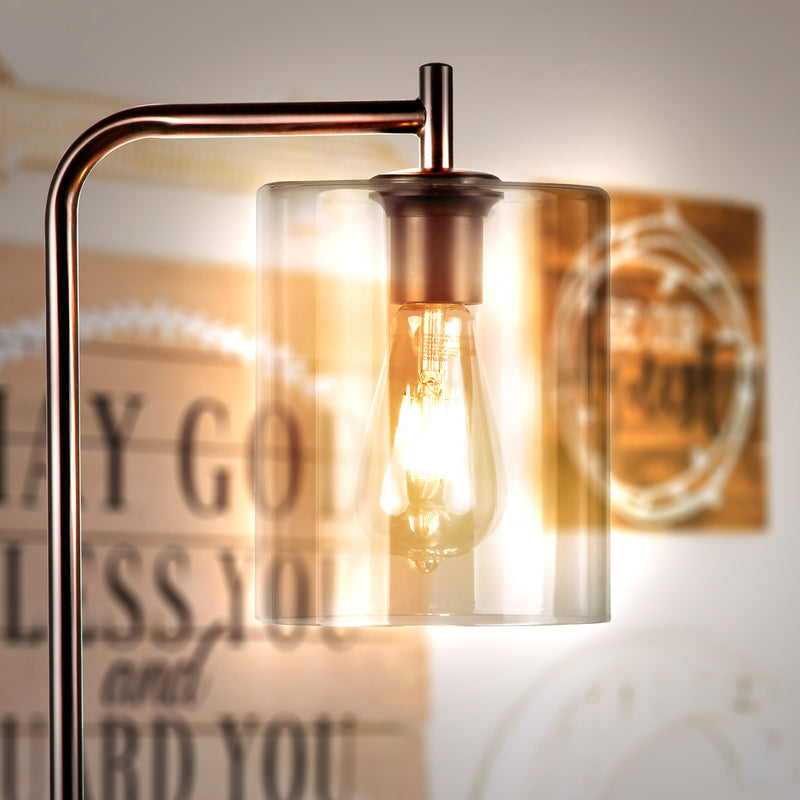 Brightech Elizabeth Industrial Floor Lamp with Glass Shade & Edison Bulb, Bronze