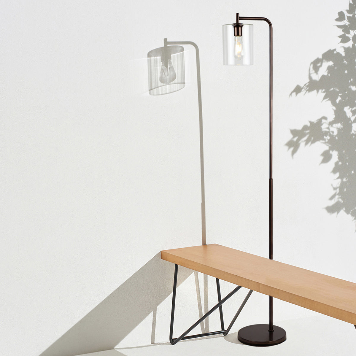 Brightech Elizabeth Floor Lamp with Glass Shade & Edison Bulb, Bronze (Open Box)