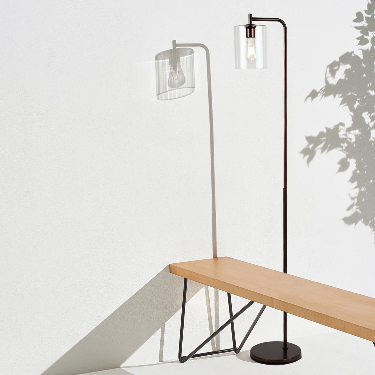 Brightech Elizabeth Floor Lamp with Glass Shade & Edison Bulb, Bronze (Open Box)