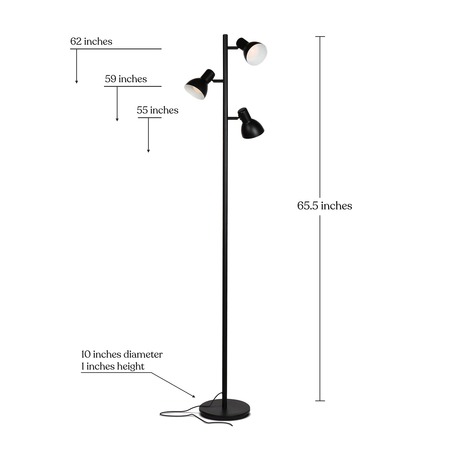 Brightech Ethan Mid Century Modern 3 LED Light Standing Tree Floor Lamp, Black - VMInnovations