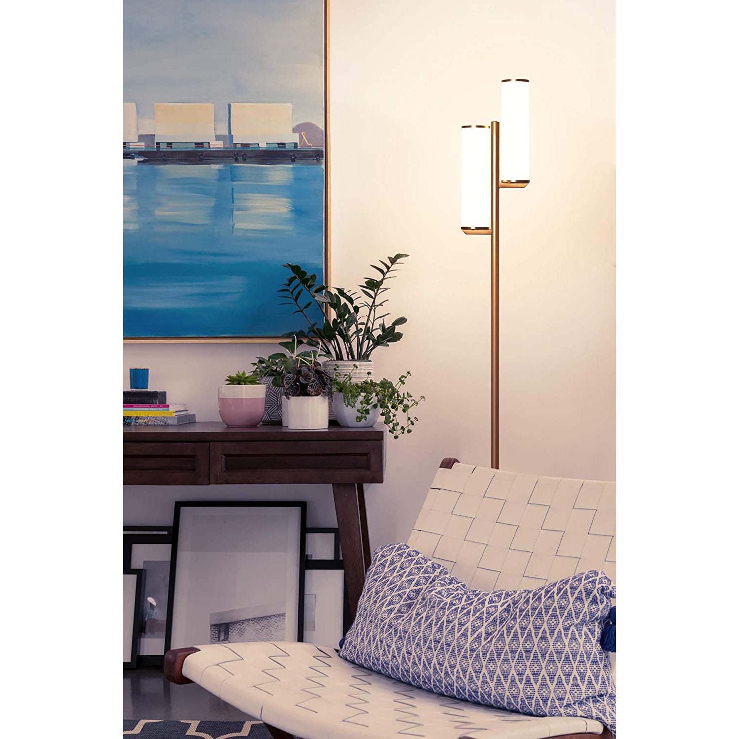 Brightech Gemini Modern LED Light Lamp with 2 Dimmable Lights, Brass (Open Box) - VMInnovations