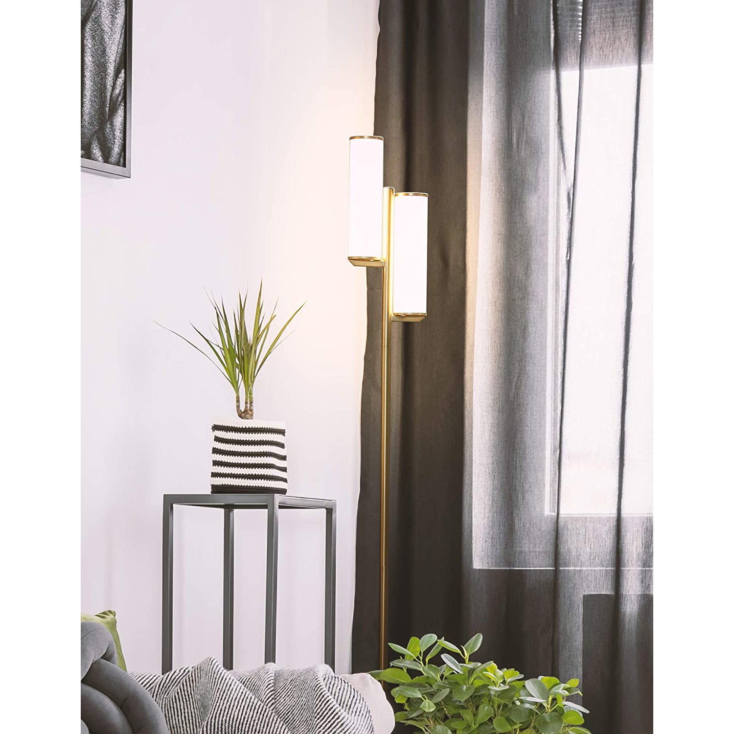 Brightech Gemini Modern LED Light Lamp with 2 Dimmable Lights, Brass (Open Box) - VMInnovations