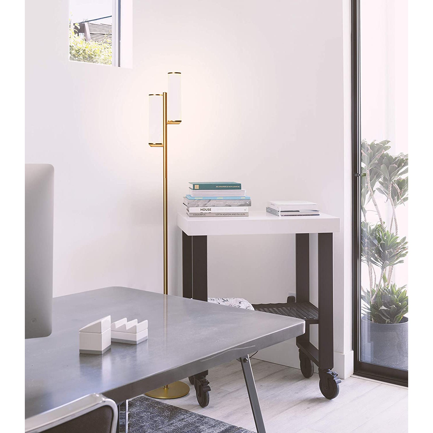 Brightech Gemini Modern LED Light Lamp with 2 Dimmable Lights, Brass (Open Box) - VMInnovations