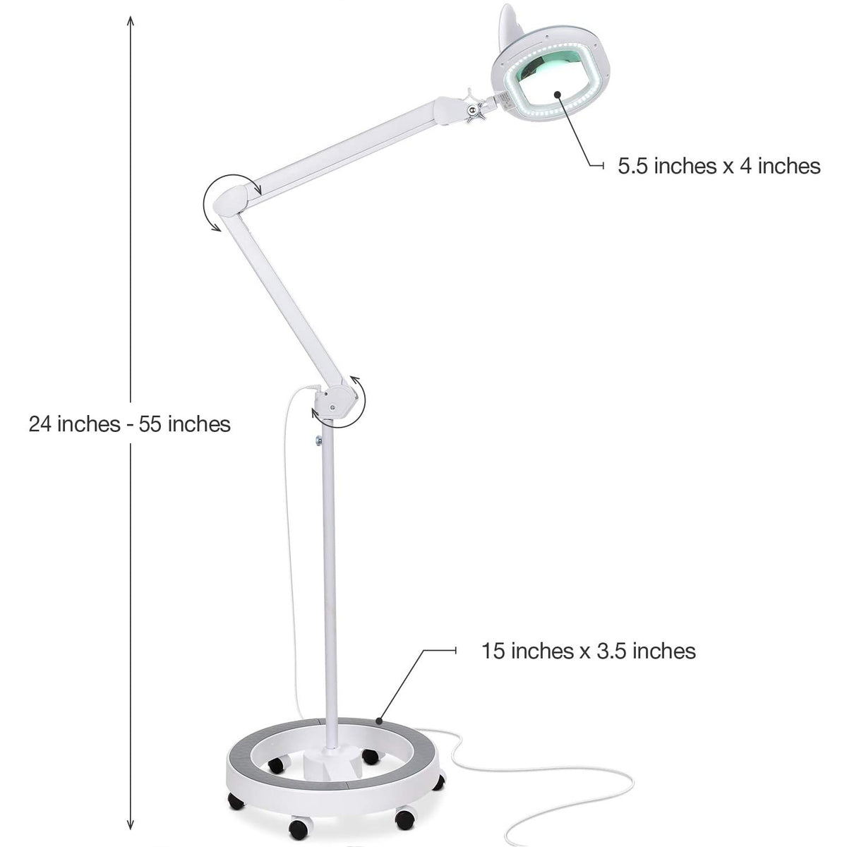 Brightech Lightview Pro Rolling Wheel Base 5 Diopter Magnifier Floor Lamp (Used)