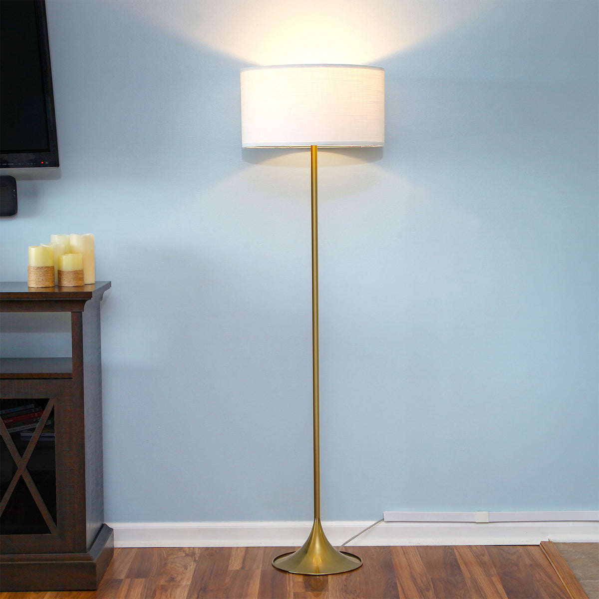 Brightech Quinn Modern Floor Lamp with LED Light, Antique Brass (Open Box)