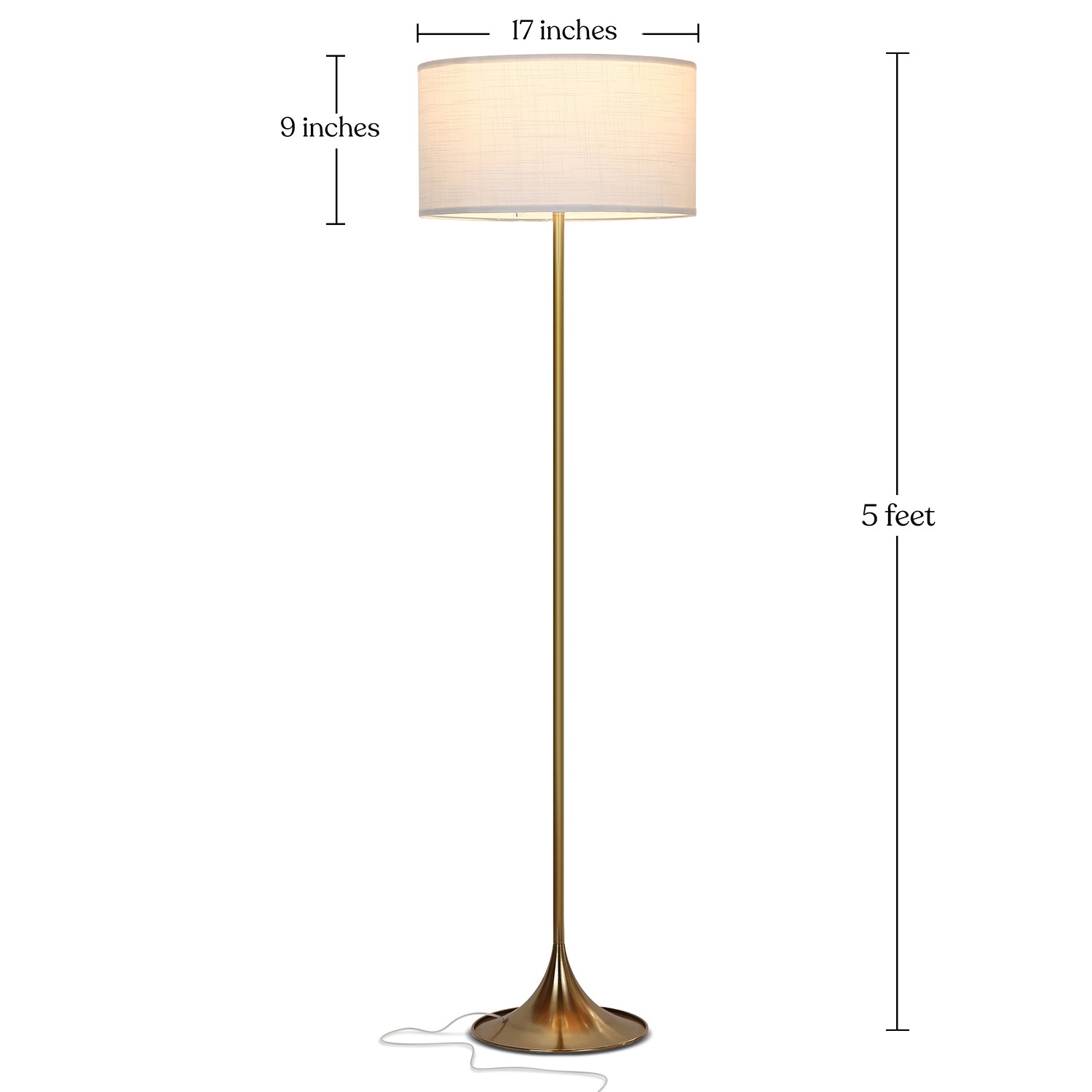 Brightech Quinn Modern Floor Lamp with LED Light, Antique Brass (Open Box)