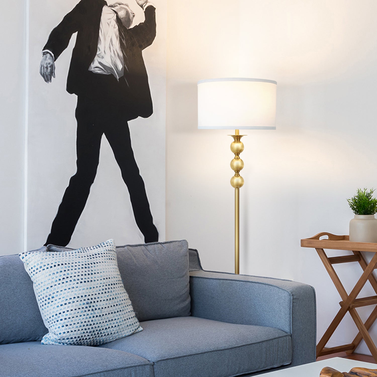 Brightech Riley Antique 61" Free Standing Home LED Floor Lamp, Brass (Open Box)