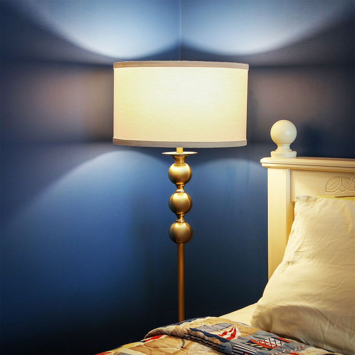 Brightech Riley Antique 61 Inch Tall Home LED Floor Lamp, Brass (For Parts)