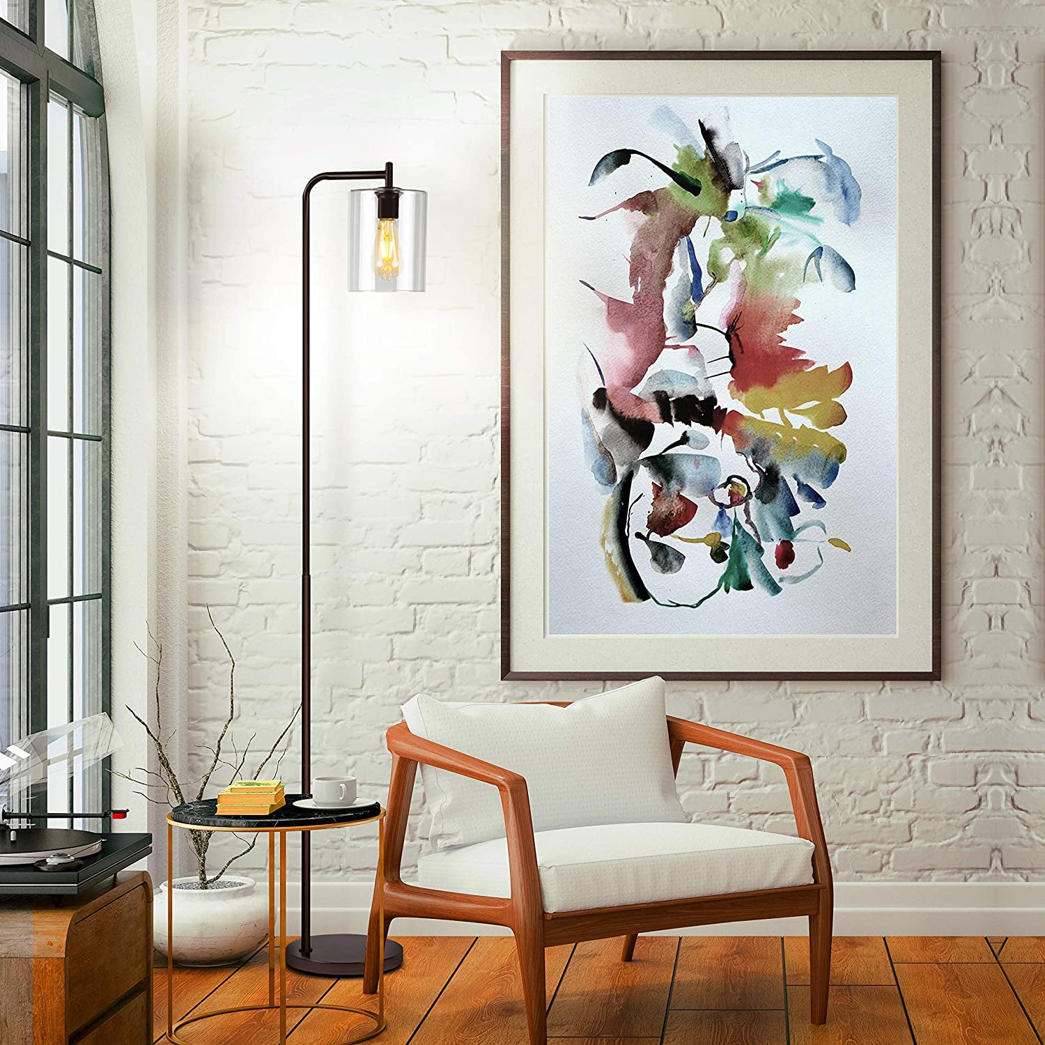 Brightech Elizabeth Floor Lamp with Glass Shade & Edison Bulb, Bronze (Open Box)