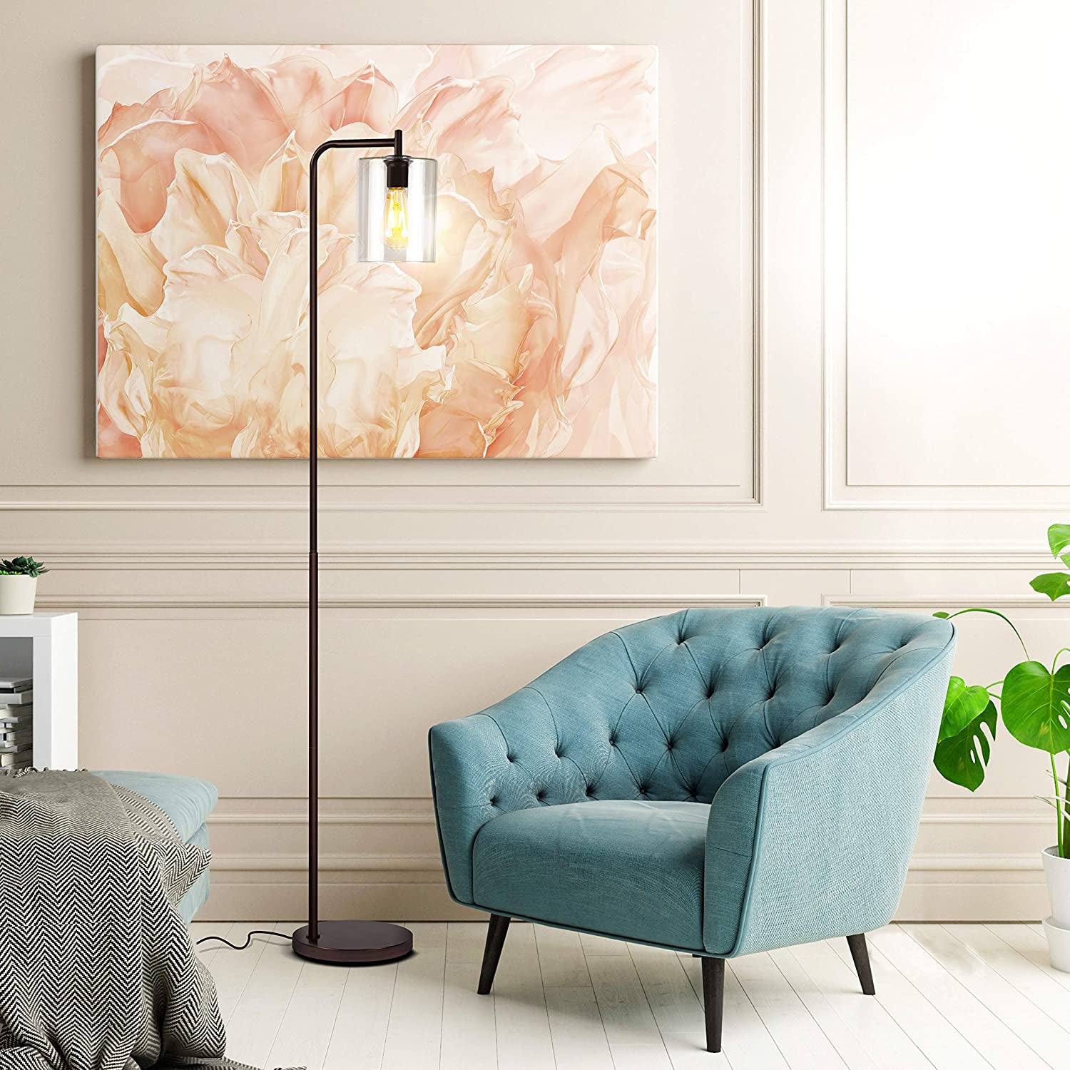 Brightech Elizabeth Floor Lamp with Glass Shade & Edison Bulb, Bronze (Open Box)