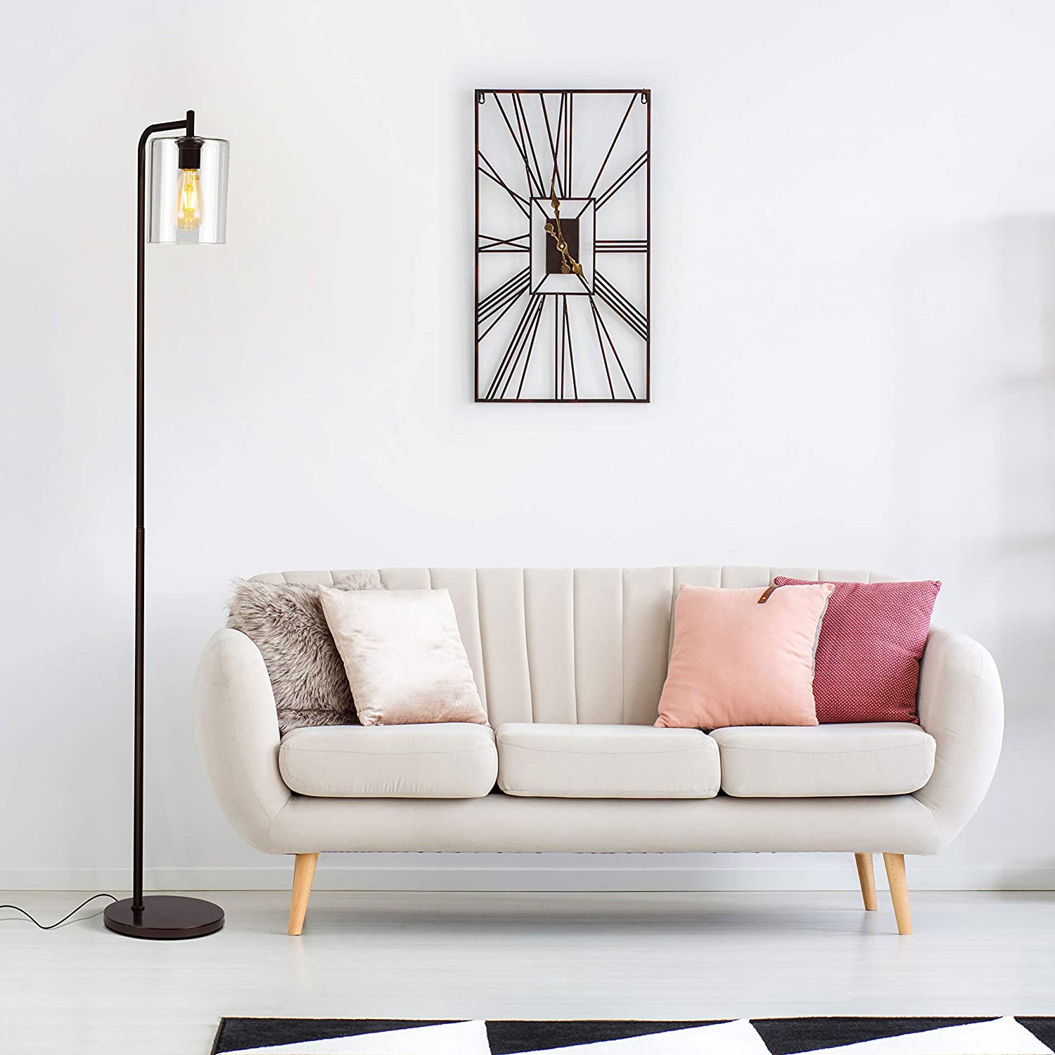 Brightech Elizabeth Floor Lamp with Glass Shade & Edison Bulb, Bronze (Open Box)