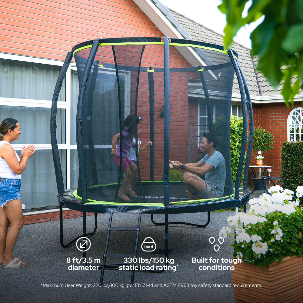 Jumpflex FLEX 10' Round Trampoline, Outdoor Play Equipment & Safety Net & Ladder - VMInnovations