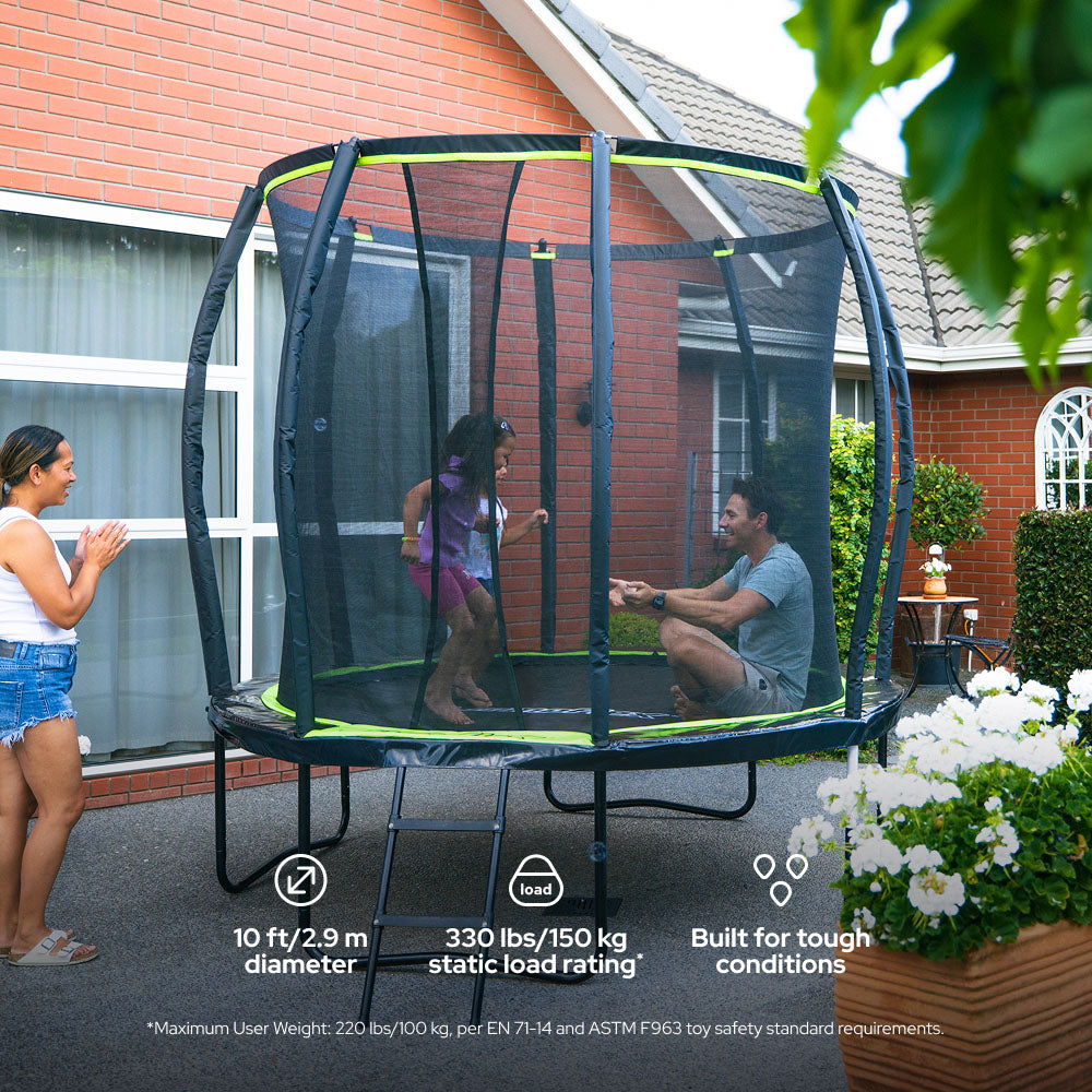 Jumpflex FLEX 8' Round Trampoline, Outdoor Play Equipment w/ Safety Net & Ladder