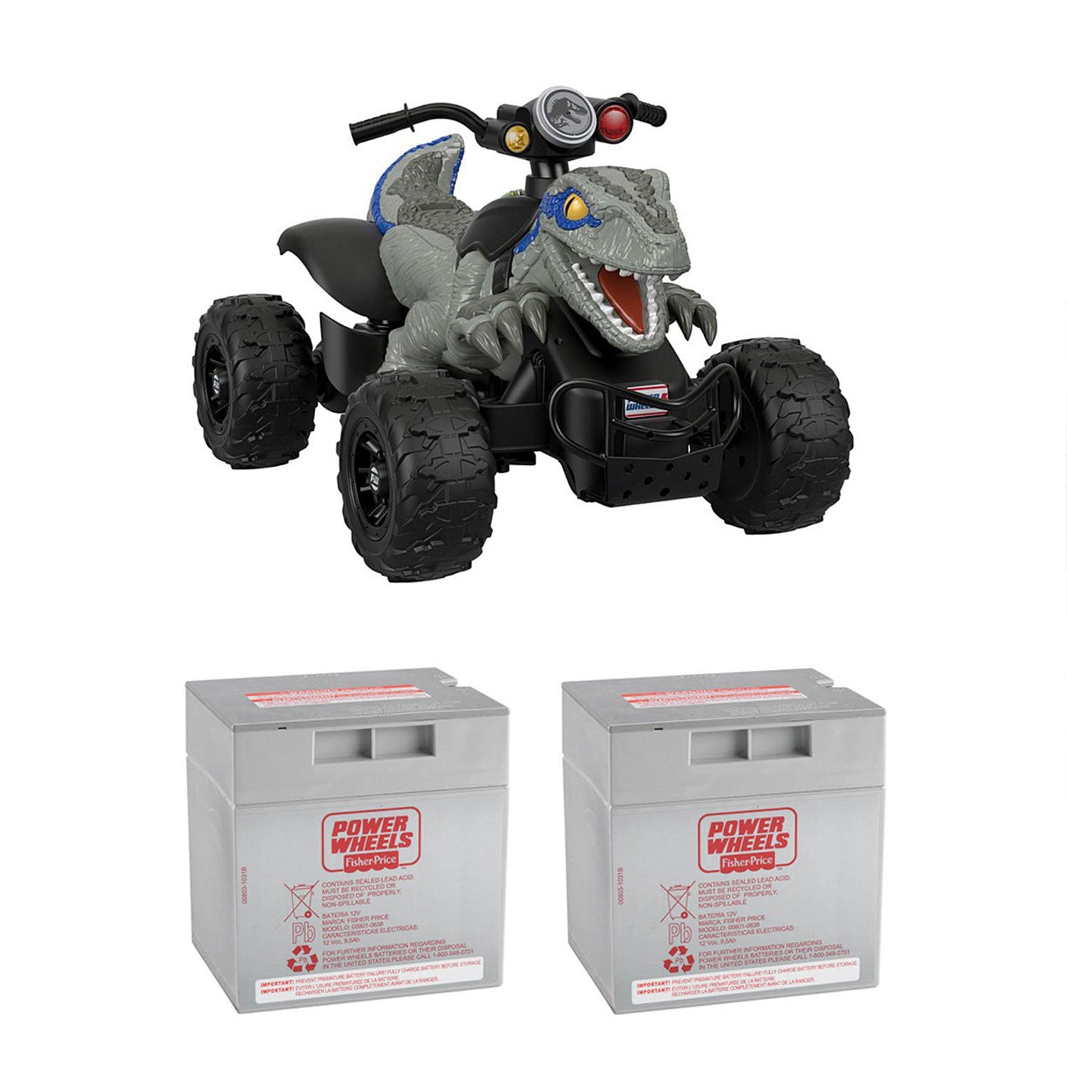 Power Wheels Jurassic World Blue Raptor Ride-On + Replacement Battery (2 pack) - VMInnovations