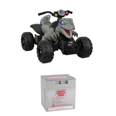 Power Wheels Jurassic World Blue Raptor Dino ATV Ride-On + Replacement Battery