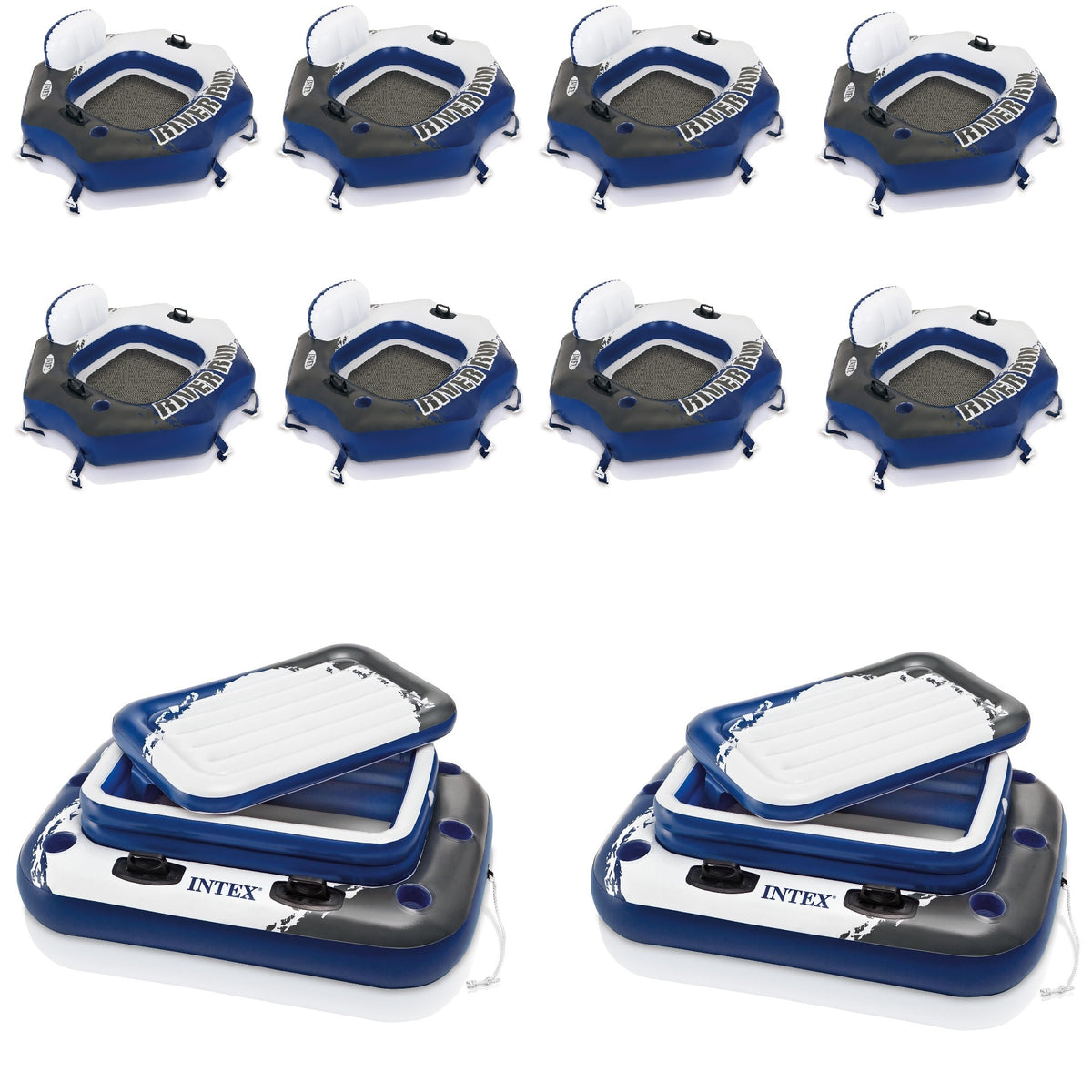 Intex Inflatable River Run Float (8) & Intex Inflatable Mega Chill Cooler (2) - VMInnovations