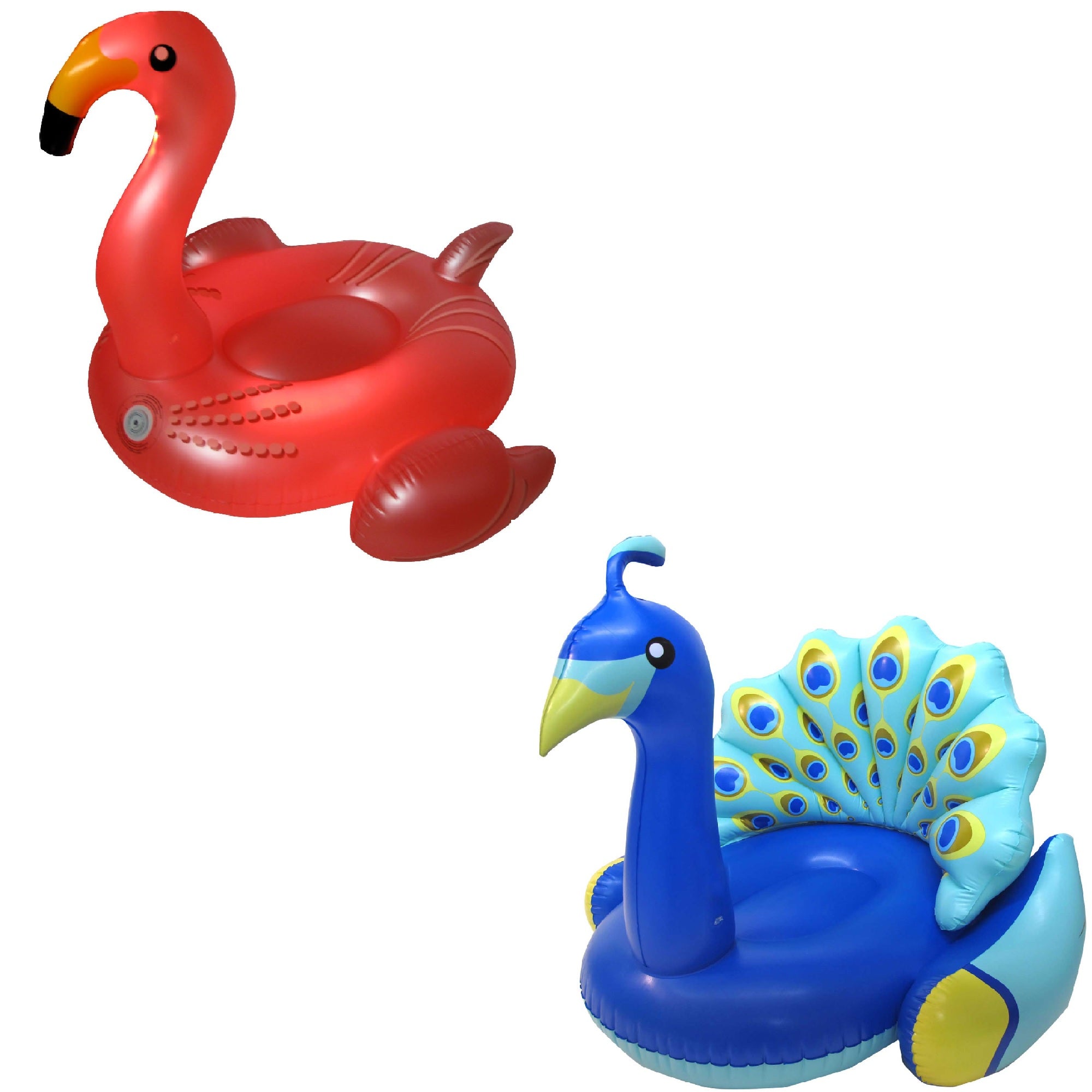 Swimline Giant Inflatable Flamingo Float & Giant Inflatable Peacock Float