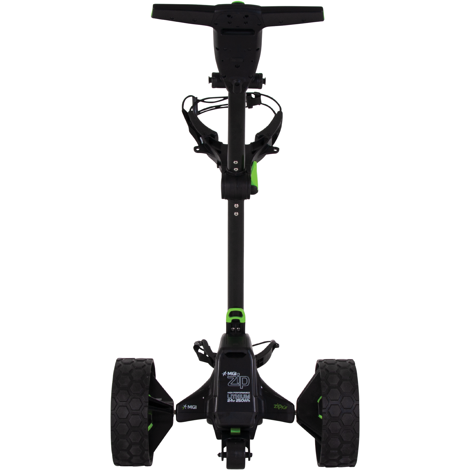 MGI Zip X5 Electric Golf Push Cart Swivel Wheel Caddie with Accessories, Black - VMInnovations