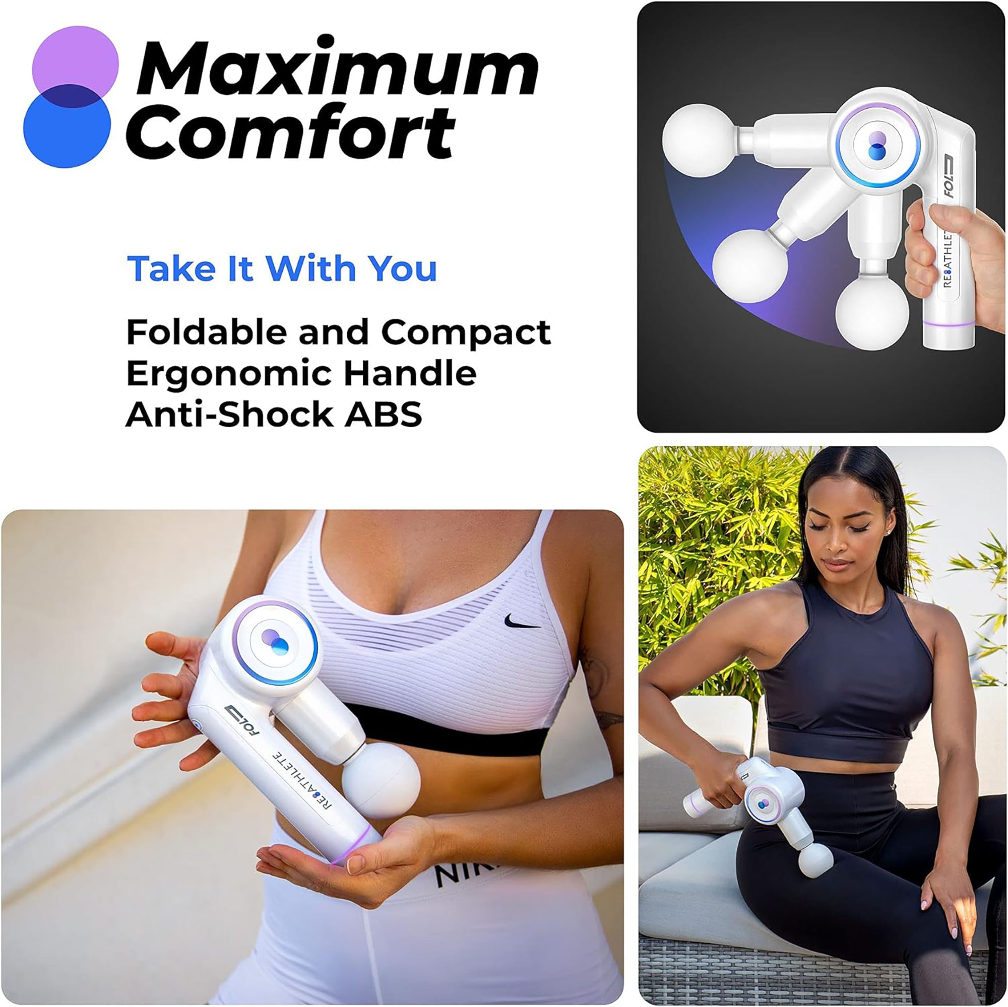 Reathlete Interchangeable Folding Massage Therapy Gun for Athletes (For Parts) - VMInnovations
