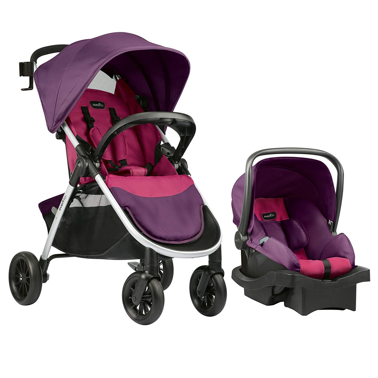 Evenflo Folio Tri Fold All in 1 Baby Travel System, Blackberry (Open Box)