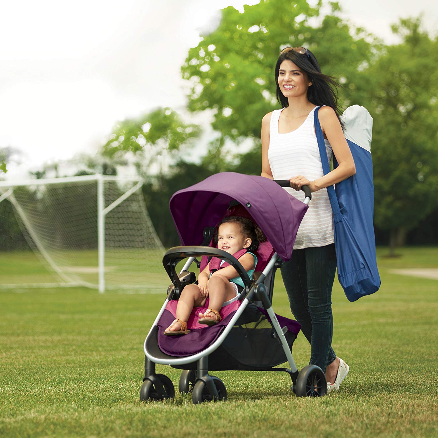 Evenflo Folio Tri Fold All in 1 Baby Travel System, Blackberry (Open Box)