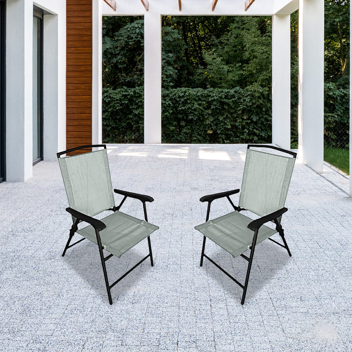 Four Seasons Courtyard Sunny Isles Outdoor Steel Folding Chair, Green (4 Pack)