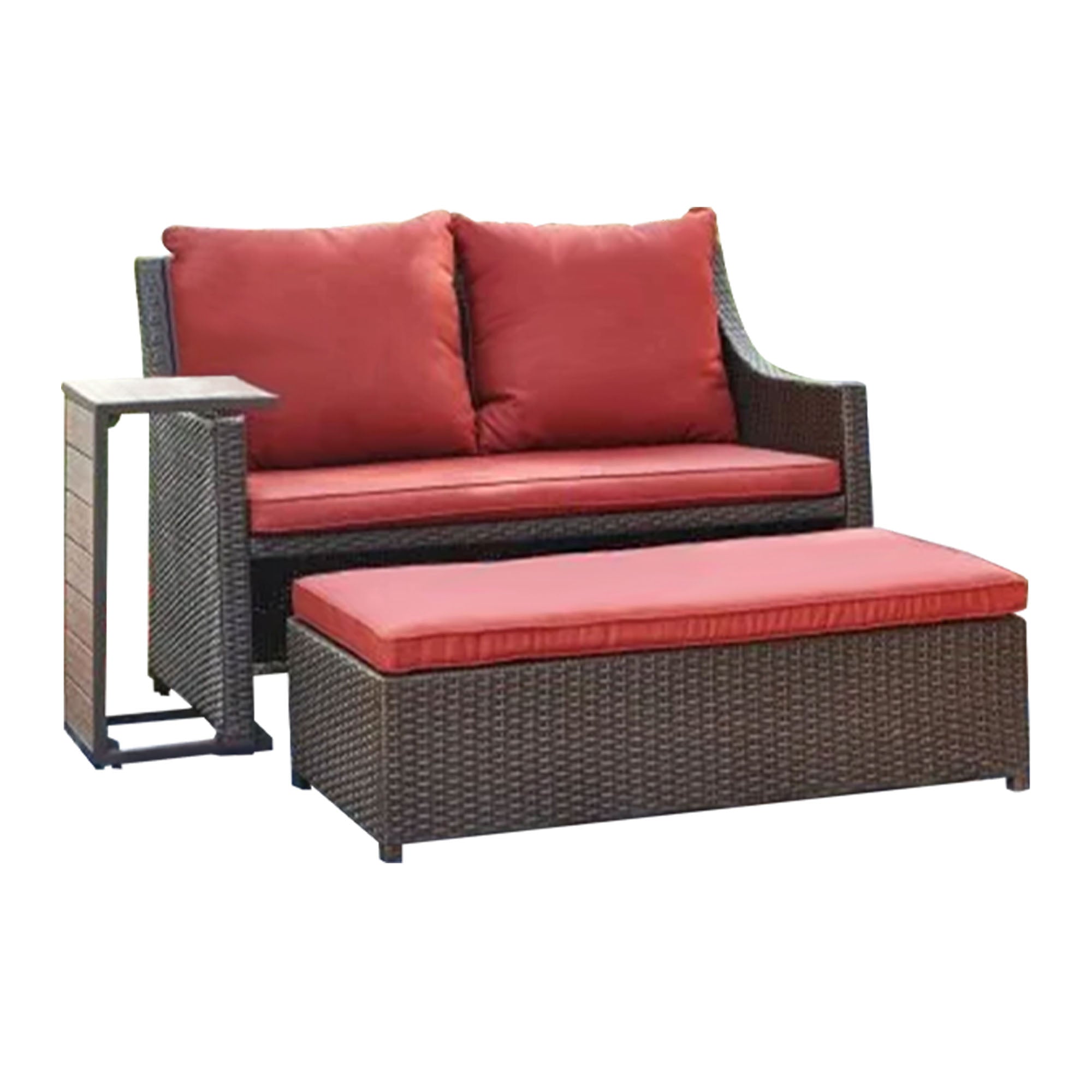 Four Seasons Courtyard Redington All-Weather 3-Piece Patio Seating Set, Red - VMInnovations
