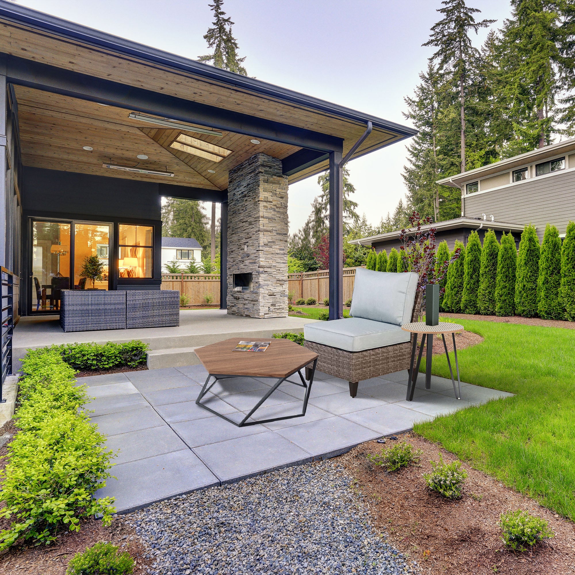 Four Seasons Courtyard Brisbane Aluminum Cushioned Chair, Light Gray (Open Box) - VMInnovations