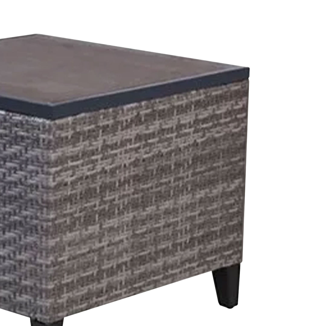 Four Seasons Courtyard Serronova Faux Wood Top Aluminum Side Table, Light Gray - VMInnovations