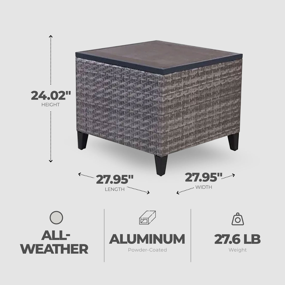 Four Seasons Courtyard Serronova Faux Wood Top Aluminum Side Table, Light Gray - VMInnovations