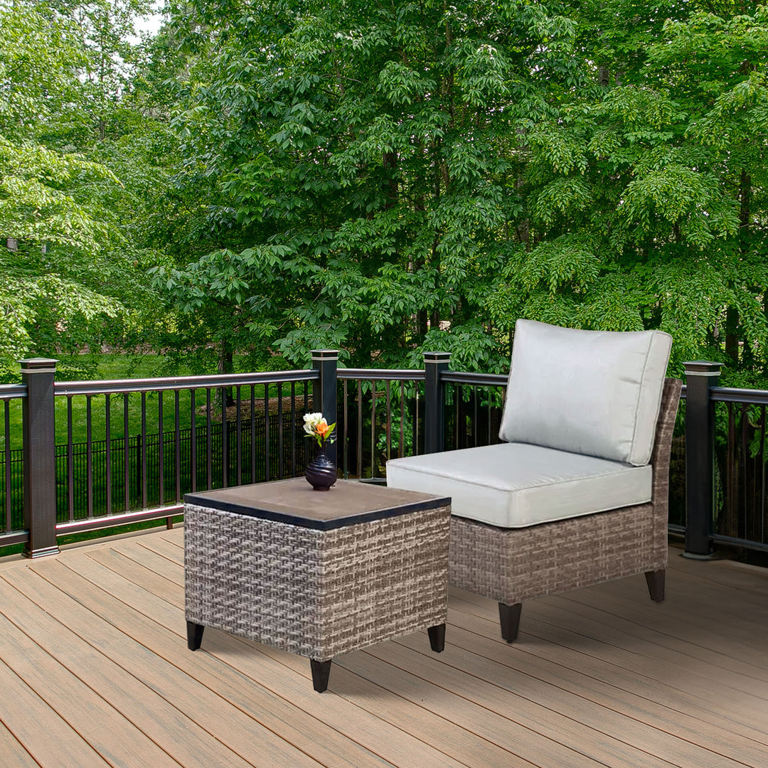Four Seasons Courtyard Serronova Faux Wood Top Aluminum Side Table, Light Gray - VMInnovations