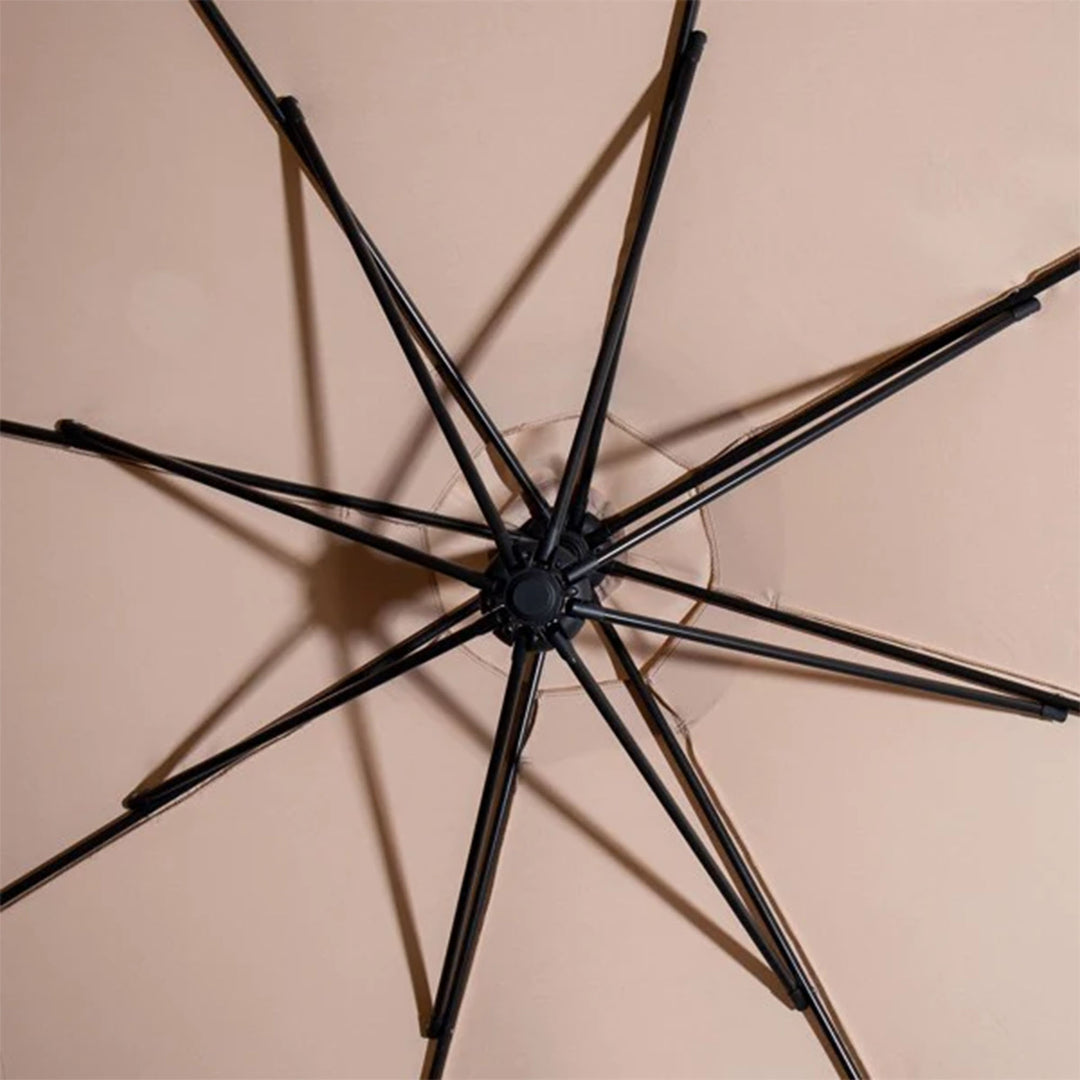 Four Seasons Courtyard 11.5ft Shaped Offset Patio Umbrella, Beige (For Parts) - VMInnovations