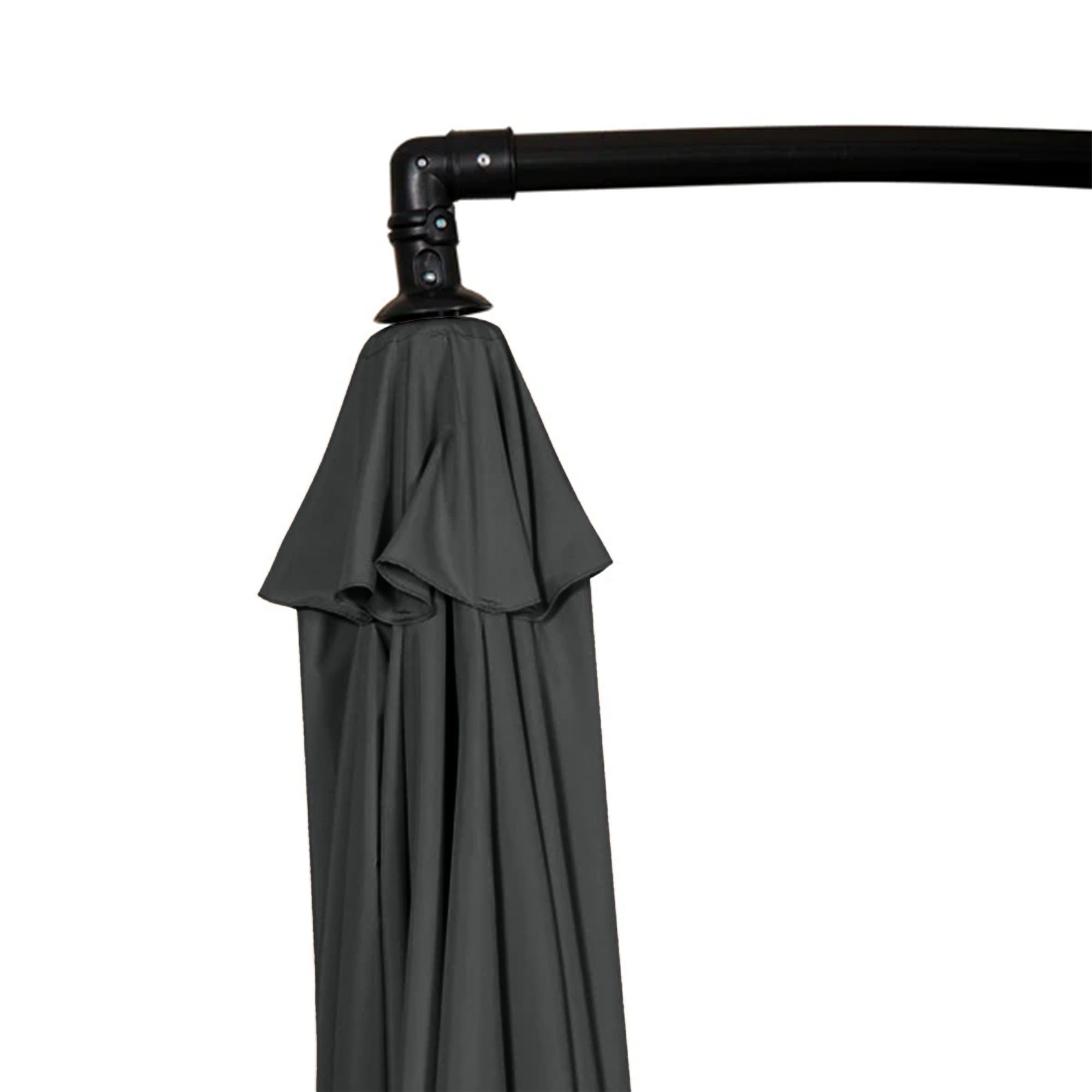 Four Seasons Courtyard 11.5 Foot Offset Patio Umbrella, Charcoal Gray Fabric - VMInnovations