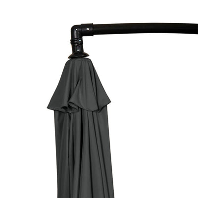 Four Seasons Courtyard 11.5 Foot Offset Patio Umbrella, Charcoal Gray Fabric